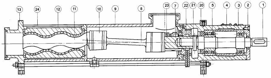 單螺桿泵剖面圖 單螺桿泵剖面圖